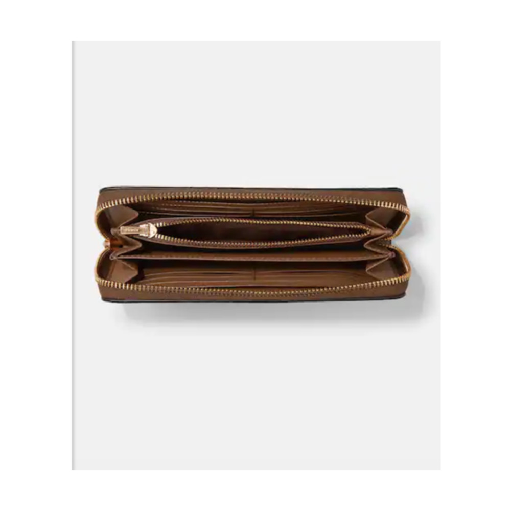New Coach Leather Long Zip Around Wallet Signature Canvas In Wildflower Print - Picture 2 of 8